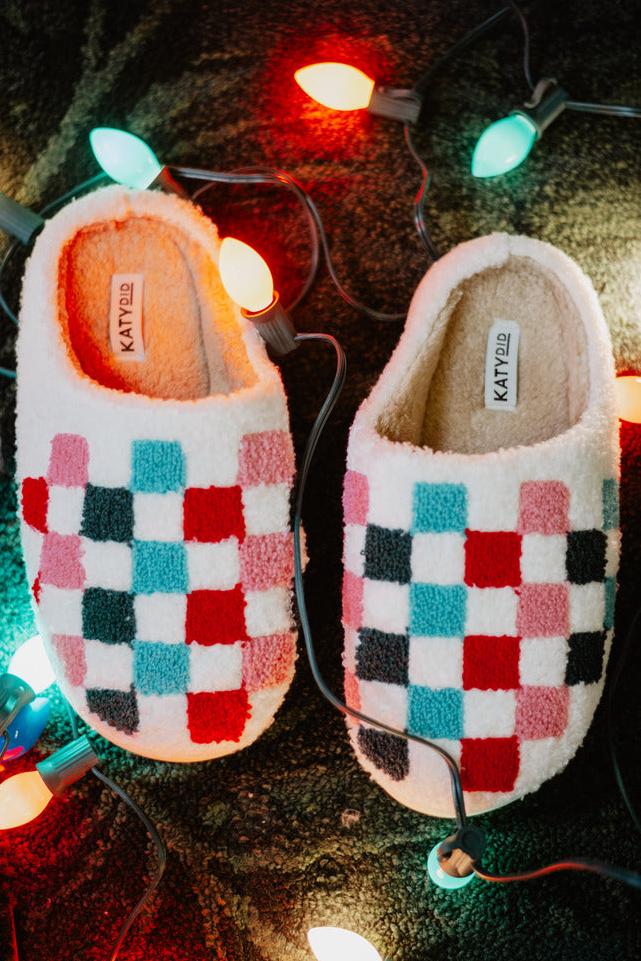 Merry & Bright Checkered Slippers